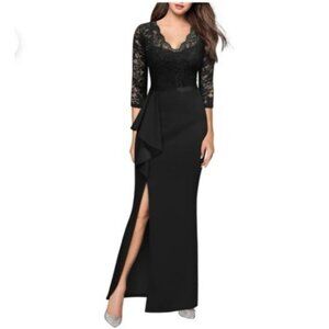 MissMay Maxi Long Dress XL Sleeve Black Lace Sleeve Party Wedding Cruise NEW